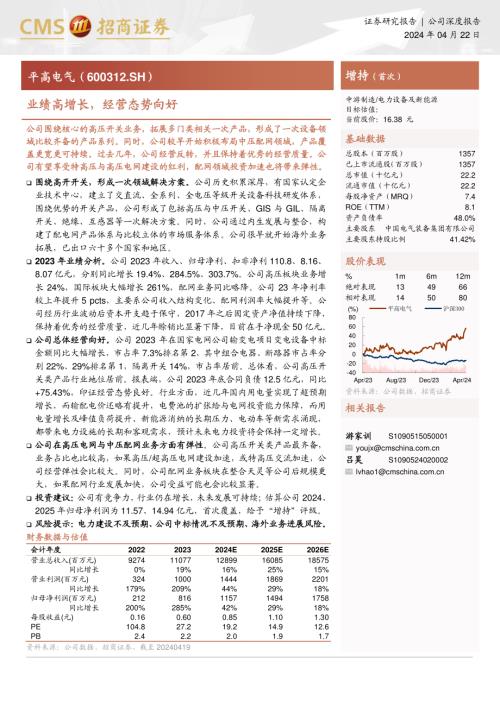 平高电气-公司研究报告-业绩高增长经营态势向好-240422（20页）.pdf-DAJI