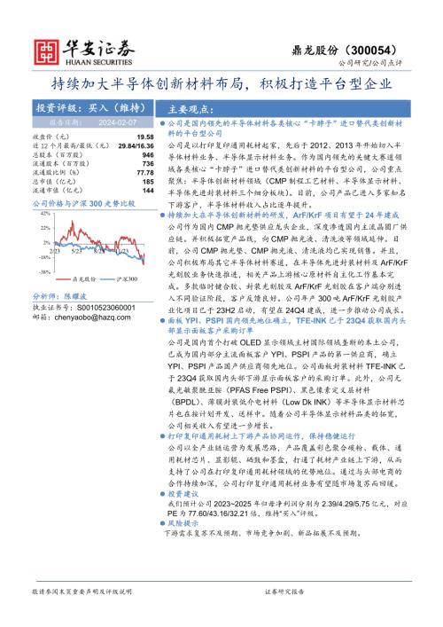 鼎龙股份-公司研究报告-持续加大半导体创新材料布局积极打造平台型企业-240207（29页）.pdf-DAJI
